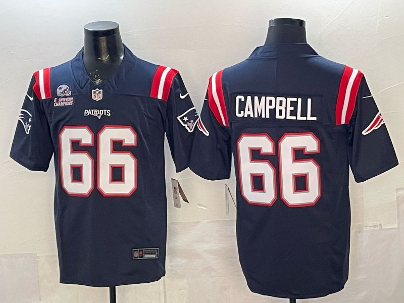 Men 2026 New England Patriots #66 Campbell Blue 3th generations Nike Limited NFL Jersey style 0004